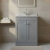 Nuie Classique Floor Standing 2-Door Vanity Unit with 1TH Grey Marble Top Basin 600mm Wide - Satin Grey