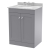 Nuie Classique Floor Standing 2-Door Vanity Unit with 3TH Grey Marble Top Basin 600mm Wide - Satin Grey