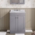 Nuie Classique Floor Standing 2-Door Vanity Unit with 3TH Grey Marble Top Basin 600mm Wide - Satin Grey | Thumbnail Image