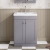 Nuie Classique Floor Standing 2-Door Vanity Unit with 3TH Contemporary Basin 600mm Wide - Satin Grey | Thumbnail Image