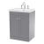 Nuie Classique Floor Standing 2-Door Vanity Unit with 3TH Contemporary Basin 600mm Wide - Satin Grey | Thumbnail Image