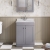 Nuie Classique Floor Standing 2-Door Vanity Unit with 1TH White Round Marble Top Basin 600mm Wide - Satin Grey | Thumbnail Image