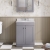 Nuie Classique Floor Standing 2-Door Vanity Unit with 3TH White Round Marble Top Basin 600mm Wide - Satin Grey | Thumbnail Image