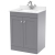 Nuie Classique Floor Standing 2-Door Vanity Unit with 1TH White Square Marble Top Basin 600mm Wide - Satin Grey