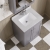 Nuie Classique Floor Standing 2-Door Vanity Unit with 1TH White Square Marble Top Basin 600mm Wide - Satin Grey | Thumbnail Image