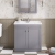 Nuie Classique Floor Standing 2-Door Vanity Unit with Traditional Basin 800mm Wide Satin Grey - 1 Tap Hole | Thumbnail Image