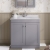 Nuie Classique Floor Standing 2-Door Vanity Unit with 1TH Grey Marble Top Basin 800mm Wide - Satin Grey | Thumbnail Image