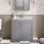 Nuie Classique Floor Standing 2-Door Vanity Unit with 1TH Grey Marble Top Basin 800mm Wide - Satin Grey | Thumbnail Image