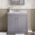 Nuie Classique Floor Standing 2-Door Vanity Unit with 3TH Grey Marble Top Basin 800mm Wide - Satin Grey | Thumbnail Image
