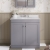 Nuie Classique Floor Standing 2-Door Vanity Unit with 3TH White Round Marble Top Basin 800mm Wide - Satin Grey | Thumbnail Image