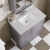 Nuie Classique Floor Standing 2-Door Vanity Unit with 1TH White Square Marble Top Basin 800mm Wide - Satin Grey | Thumbnail Image