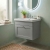 Nuie Classique Wall Hung 1-Drawer Vanity Unit with Basin 500mm Wide Satin Grey - 3 Tap Hole