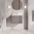 Nuie Classique Wall Hung 1-Drawer Vanity Unit with 1TH White Round Marble Top Basin 600mm Wide - Satin Grey | Thumbnail Image