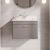 Nuie Classique Wall Hung 1-Drawer Vanity Unit with 1TH White Square Marble Top Basin 600mm Wide - Satin Grey | Thumbnail Image