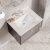 Nuie Classique Wall Hung 1-Drawer Vanity Unit with 1TH White Square Marble Top Basin 600mm Wide - Satin Grey | Thumbnail Image