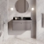 Nuie Classique Wall Hung 1-Drawer Vanity Unit with 1TH Black Marble Top Basin 800mm Wide - Satin Grey | Thumbnail Image