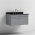 Nuie Classique Wall Hung 1-Drawer Vanity Unit with 3TH Black Marble Top Basin 800mm Wide - Satin Grey