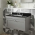 Nuie Classique Wall Hung 1-Drawer Vanity Unit with 3TH Black Marble Top Basin 800mm Wide - Satin Grey
