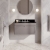 Nuie Classique Wall Hung 1-Drawer Vanity Unit with 3TH Black Marble Top Basin 800mm Wide - Satin Grey | Thumbnail Image