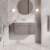 Nuie Classique Wall Hung 1-Drawer Vanity Unit with 1TH Grey Marble Top Basin 800mm Wide - Satin Grey | Thumbnail Image