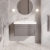 Nuie Classique Wall Hung 1-Drawer Vanity Unit with Traditional Basin 800mm Wide Satin Grey - 0 Tap Hole | Thumbnail Image