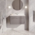 Nuie Classique Wall Hung 1-Drawer Vanity Unit with 1TH White Round Marble Top Basin 800mm Wide - Satin Grey | Thumbnail Image