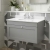 Nuie Classique Wall Hung 1-Drawer Vanity Unit with 3TH White Round Marble Top Basin 800mm Wide - Satin Grey