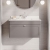 Nuie Classique Wall Hung 1-Drawer Vanity Unit with 1TH White Square Marble Top Basin 800mm Wide - Satin Grey | Thumbnail Image