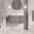 Nuie Classique Wall Hung 1-Drawer Vanity Unit with 1TH White Square Marble Top Basin 800mm Wide - Satin Grey | Thumbnail Image