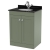 Nuie Classique Floor Standing 2-Door Vanity Unit with 1TH Black Marble Top Basin 600mm Wide - Satin Green