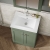 Nuie Classique Floor Standing 2-Door Vanity Unit with 1TH Minimalist Basin 600mm Wide - Satin Green | Thumbnail Image