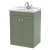 Nuie Classique Floor Standing 2-Door Vanity Unit with Traditional Basin 600mm Wide Satin Green - 1 Tap Hole