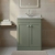 Nuie Classique Floor Standing 2-Door Vanity Unit with 1TH Grey Marble Top Basin 600mm Wide - Satin Green