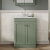 Nuie Classique Floor Standing 2-Door Vanity Unit with 1TH Grey Marble Top Basin 600mm Wide - Satin Green | Thumbnail Image