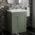 Nuie Classique Floor Standing 2-Door Vanity Unit with 3TH Contemporary Basin 600mm Wide - Satin Green