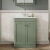 Nuie Classique Floor Standing 2-Door Vanity Unit with 1TH White Square Marble Top Basin 600mm Wide - Satin Green | Thumbnail Image