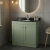 Nuie Classique Floor Standing 2-Door Vanity Unit with 1TH Black Marble Top Basin 800mm Wide - Satin Green