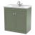 Nuie Classique Floor Standing 2-Door Vanity Unit with Traditional Basin 800mm Wide Satin Green - 1 Tap Hole