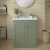 Nuie Classique Floor Standing 2-Door Vanity Unit with Traditional Basin 800mm Wide Satin Green - 3 Tap Hole