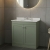 Nuie Classique Floor Standing 2-Door Vanity Unit with 3TH Grey Marble Top Basin 800mm Wide - Satin Green