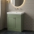Nuie Classique Floor Standing 2-Door Vanity Unit with Classic Basin 800mm Wide Satin Green - 0 Tap Hole