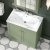 Nuie Classique Floor Standing 2-Door Vanity Unit with 1TH Stone Textured Basin 800mm Wide - Satin Green | Thumbnail Image