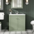 Nuie Classique Floor Standing 2-Door Vanity Unit with 1TH Stone Textured Basin 800mm Wide - Satin Green | Thumbnail Image