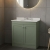 Nuie Classique Floor Standing 2-Door Vanity Unit with 3TH White Round Marble Top Basin 800mm Wide - Satin Green