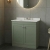 Nuie Classique Floor Standing 2-Door Vanity Unit with 1TH White Square Marble Top Basin 800mm Wide - Satin Green