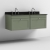 Nuie Classique Wall Hung 2-Drawer Vanity Unit with 3TH Black Marble Top Basin 1200mm Wide - Satin Green