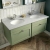 Nuie Classique Wall Hung 2-Drawer Vanity Unit with 1TH Grey Round Marble Top Basin 1200mm Wide - Satin Green