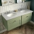 Nuie Classique Wall Hung 2-Drawer Vanity Unit with 3TH Grey Marble Top Basin 1200mm Wide - Satin Green