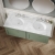 Nuie Classique Wall Hung 2-Drawer Vanity Unit with 3TH Grey Marble Top Basin 1200mm Wide - Satin Green | Thumbnail Image