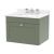 Nuie Classique Wall Hung 1-Drawer Vanity Unit with 3TH White Round Marble Top Basin 600mm Wide - Satin Green